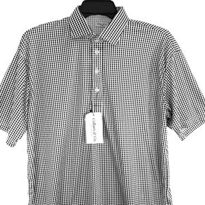 NEW Collars & Co. Men's Large Black White Gingham Dress Collar Polo Shirt NWT